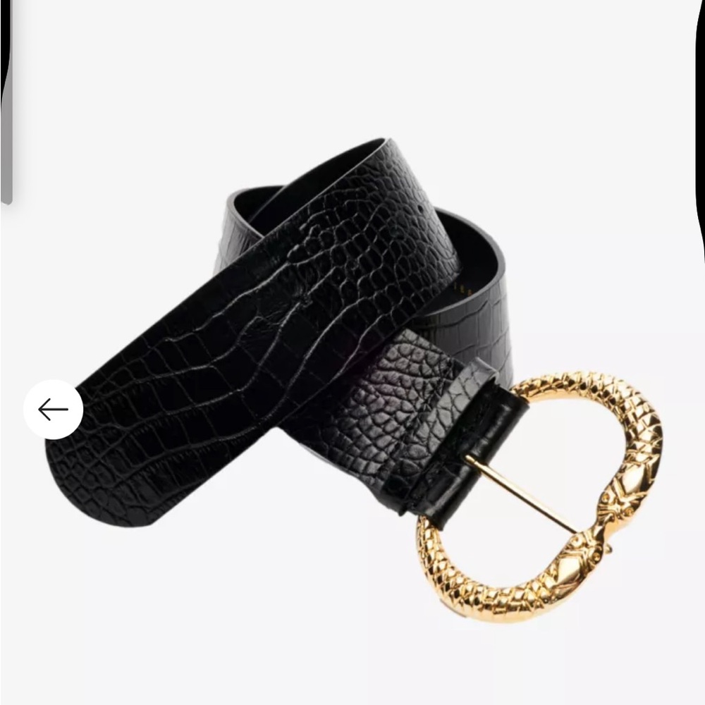 Claudie Pierlot T1 Small Snake Buckle Croc Embossed Leather Wide Belt - Picture 10 of 11